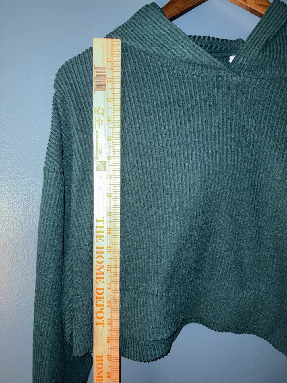 ALO Yoga Muse Ribbed Cropped Hoodie Midnight Green Size S